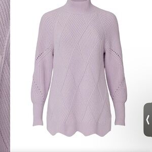 Rebecca Taylor basket-woven mock neck Lavender Knit Women's Sweater